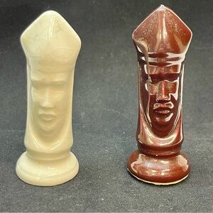 vintage duncan mold‎ medieval bishops pair brown white  replacements